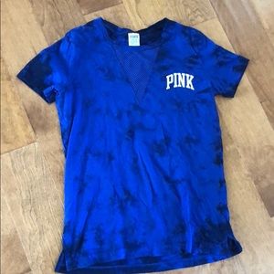 Blue tie dye PINK shirt with mesh front *ON HOLD*